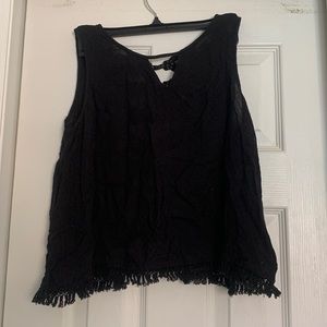 Black open back blouse, S